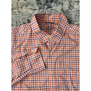 Vineyard‎ Vines Shirt Mens XXL Orange Gingham Plaid OTG Performance Brrr Stretch